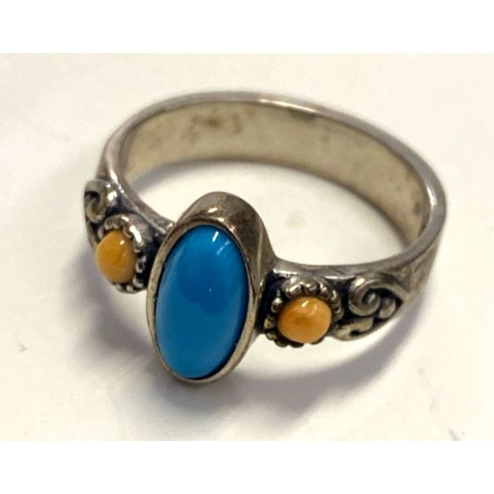 Carolyn Pollack Turquoise, Spiny Oyster Southwestern Hearts Ring 8.5 Vintage